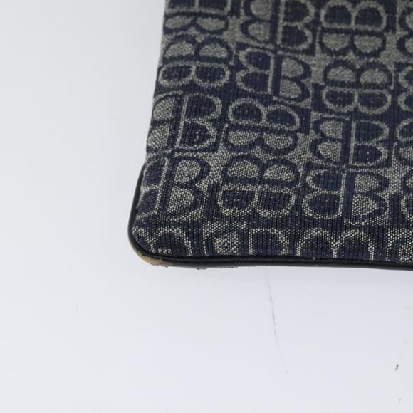 BALENCIAGA BB Shoulder Bag Canvas Navy Gold Auth bs25889